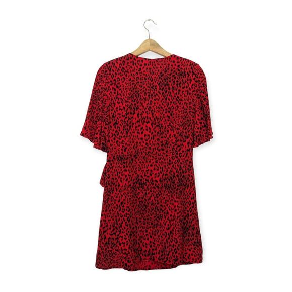 Sanctuary Girl On Fire Red Leopard Print Short Sleeve Faux Wrap Dress - Picture 3 of 8